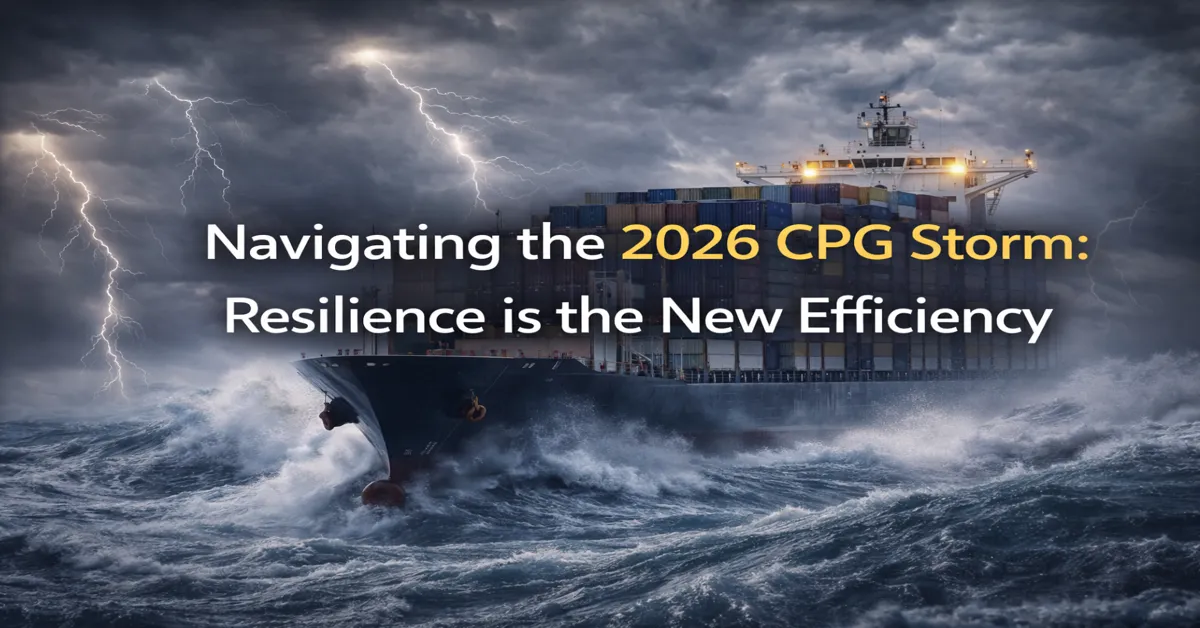 Cargo ship navigating stormy seas representing resilience in the 2026 CPG market environment