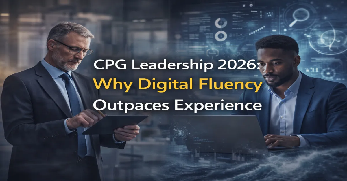 CPG leadership comparison showing digital fluency versus traditional experience using modern data tools